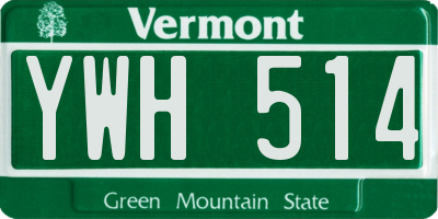 VT license plate YWH514