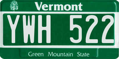 VT license plate YWH522