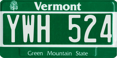 VT license plate YWH524