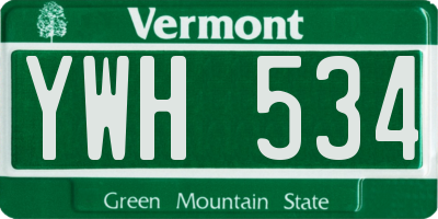 VT license plate YWH534