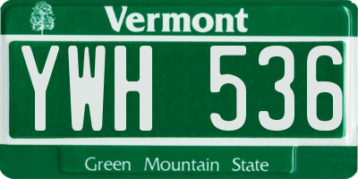 VT license plate YWH536