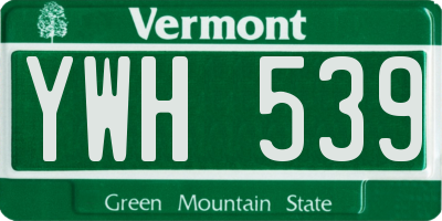 VT license plate YWH539