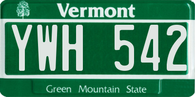 VT license plate YWH542
