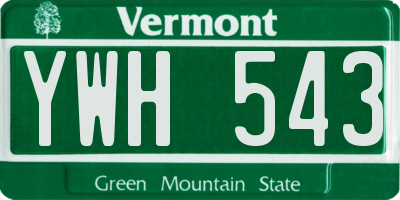 VT license plate YWH543