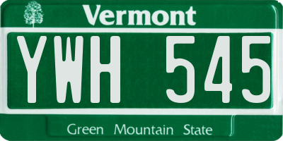 VT license plate YWH545