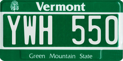 VT license plate YWH550