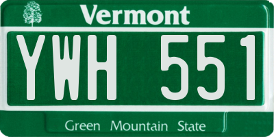 VT license plate YWH551