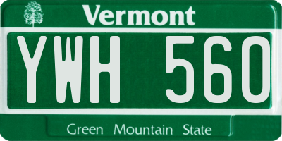 VT license plate YWH560