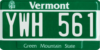 VT license plate YWH561
