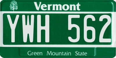 VT license plate YWH562