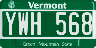 VT license plate YWH568