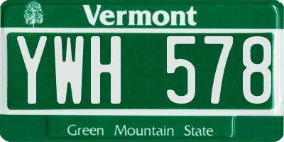 VT license plate YWH578