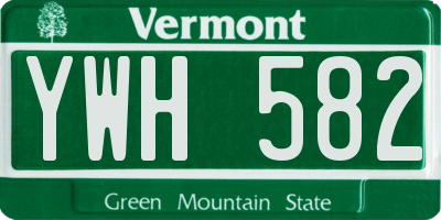 VT license plate YWH582