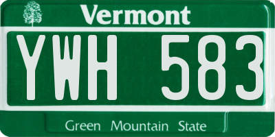 VT license plate YWH583
