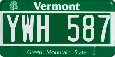 VT license plate YWH587