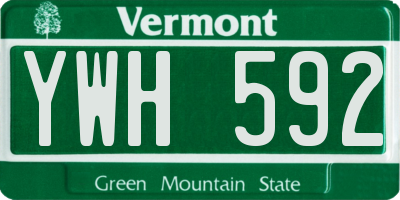 VT license plate YWH592