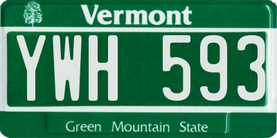 VT license plate YWH593