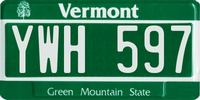 VT license plate YWH597