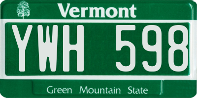 VT license plate YWH598