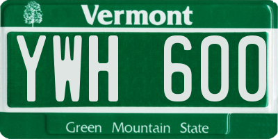 VT license plate YWH600