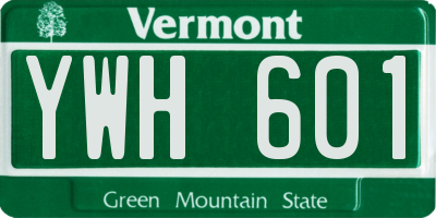 VT license plate YWH601
