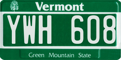 VT license plate YWH608