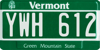 VT license plate YWH612