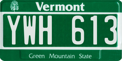 VT license plate YWH613