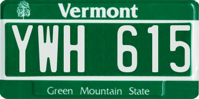 VT license plate YWH615