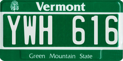 VT license plate YWH616