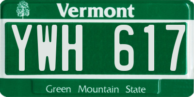 VT license plate YWH617