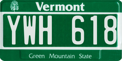 VT license plate YWH618