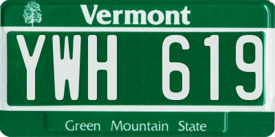 VT license plate YWH619