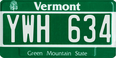 VT license plate YWH634