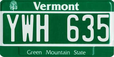 VT license plate YWH635