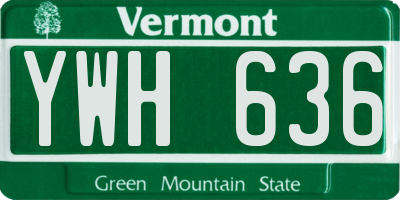 VT license plate YWH636
