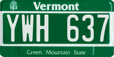 VT license plate YWH637
