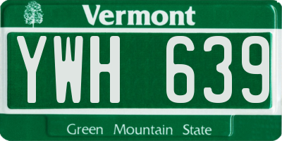 VT license plate YWH639