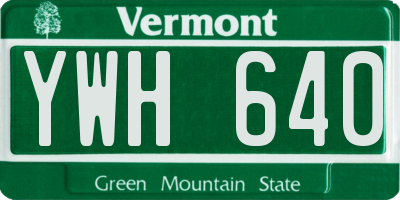 VT license plate YWH640