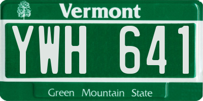 VT license plate YWH641