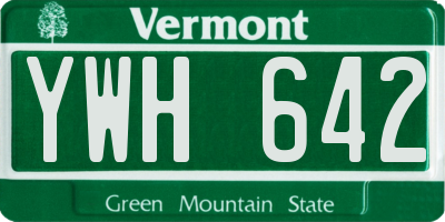 VT license plate YWH642