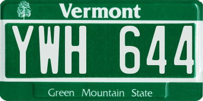 VT license plate YWH644