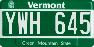 VT license plate YWH645