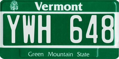VT license plate YWH648