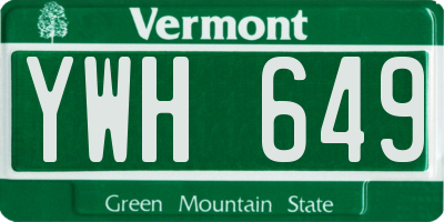 VT license plate YWH649