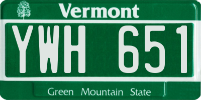 VT license plate YWH651
