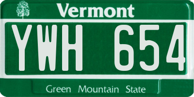 VT license plate YWH654