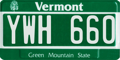 VT license plate YWH660