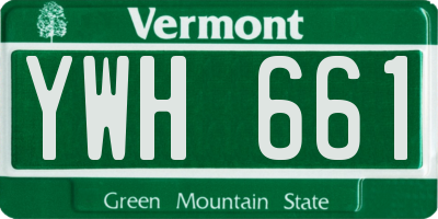 VT license plate YWH661