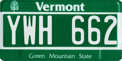 VT license plate YWH662